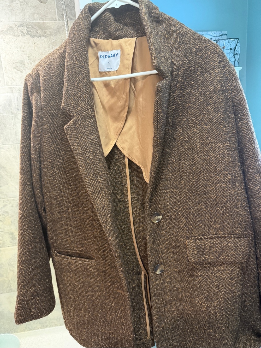 Old Navy Brown Tweed Pea Coat Jacket